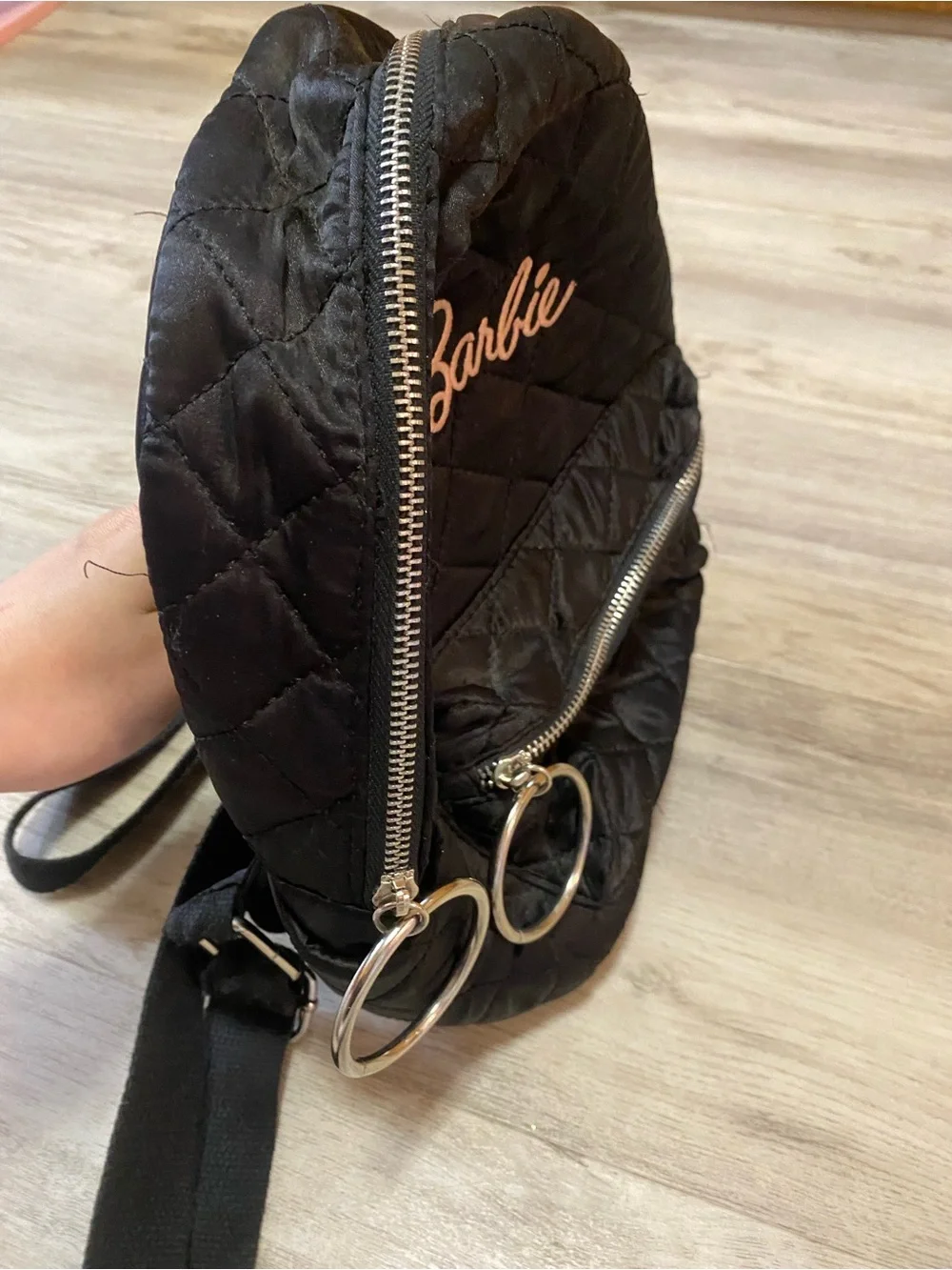 Missguided x Barbie Quilted Mini Backpack - Black